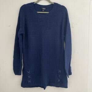 A.N.A A New Approach Sweater XL Navy Blue Sparkle Tunic Longline Whimsygoth Crew